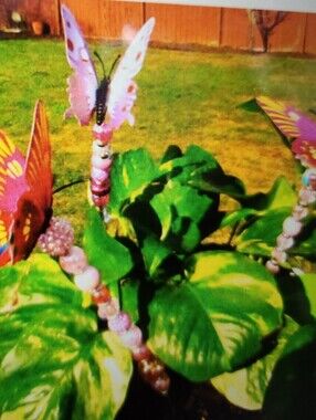Decorative Pink Butterfly Plant Picks - Home Accents